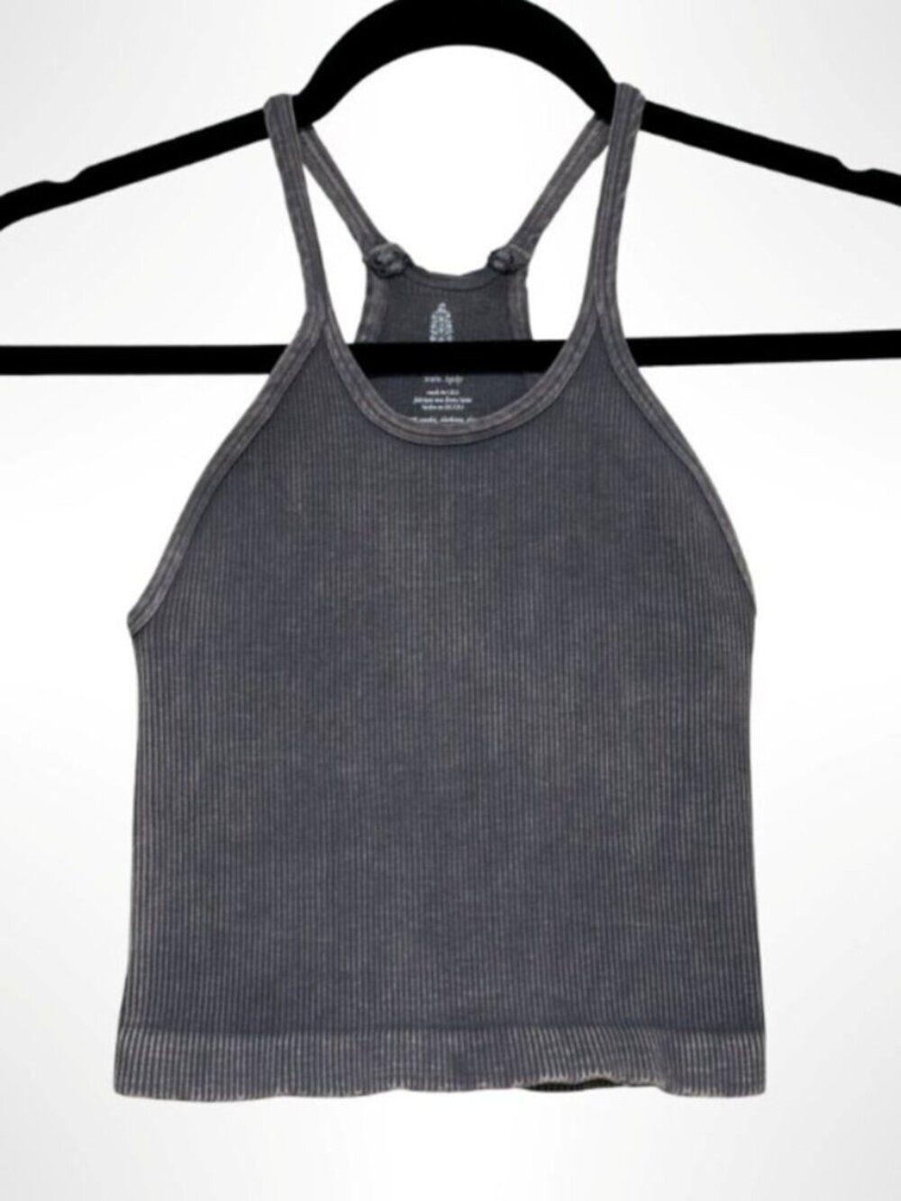 NWOT FP MOVEMENT BY FREE PEOPLE Happiness Runs Long Crop Tank Gray Size XS/S